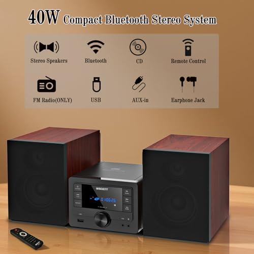  Bluetooth Stereoanlage 40W für Zuhause mit Wireless Streaming und USB MP3 Wiedergabe
| Bluetooth-CS-40W Stereosystem fü